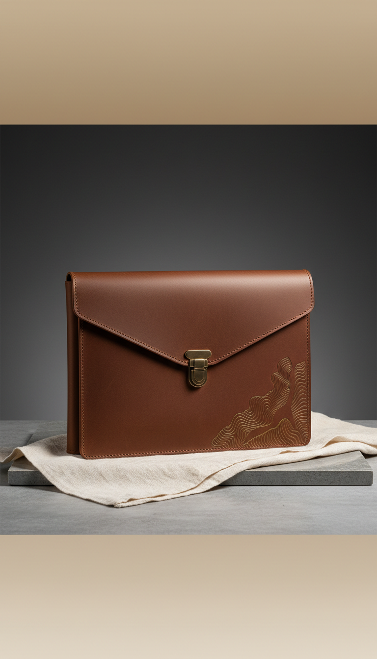 Custom Walnut Leather Portfolio Organizer