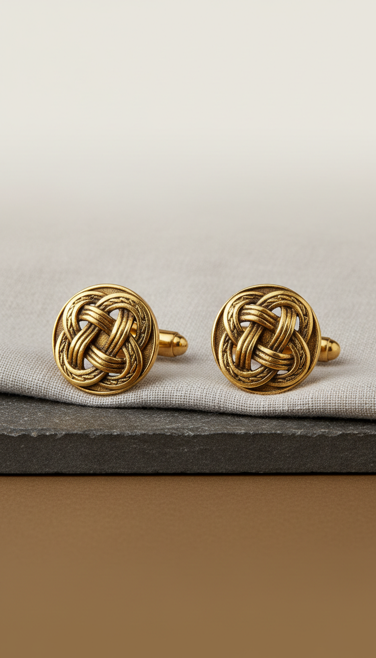 Engraved Antique Gold Cufflinks Set